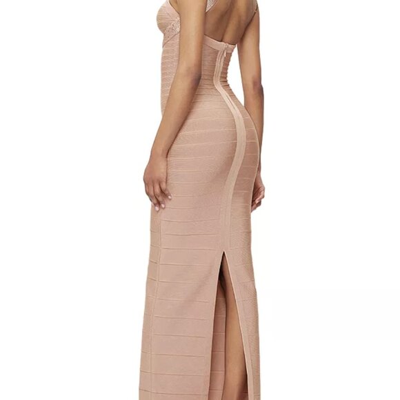 Herve Leger Sequin Bruna Gown in BARE - Picture 7 of 7